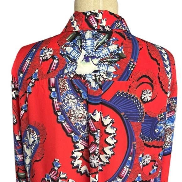 Mary Katrantzou Silk Red Shirt Mini Dress Jewels & Teapot Print Large - Picture 8 of 11